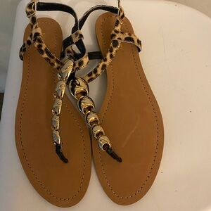 Nine West flat leather sandals with real fur. Never been worn but missing box